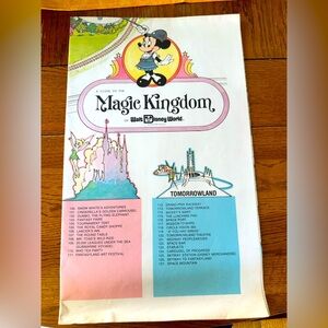 Walt Disney Vintage 1979 Magic Kingdom World Park Guide Map Souvenir  31" x 38"